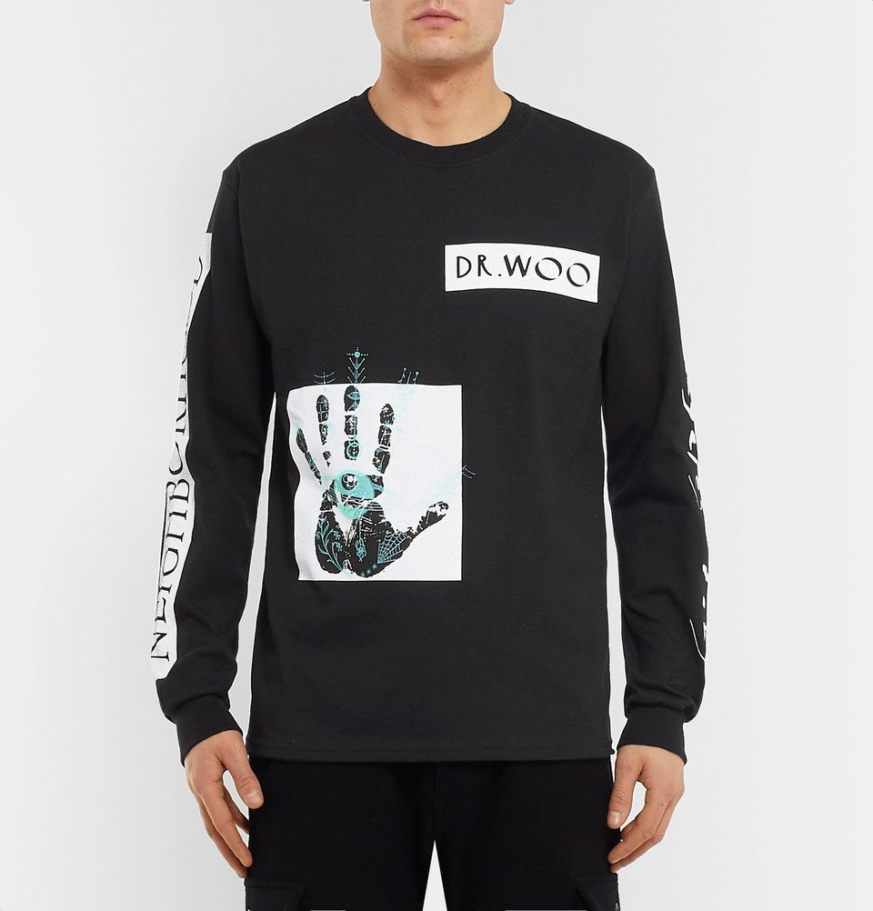 Neighborhood × Dr.Woo Neighborhood - Dr Woo Printed Cotton-Jersey T-Shirt - Men - Black