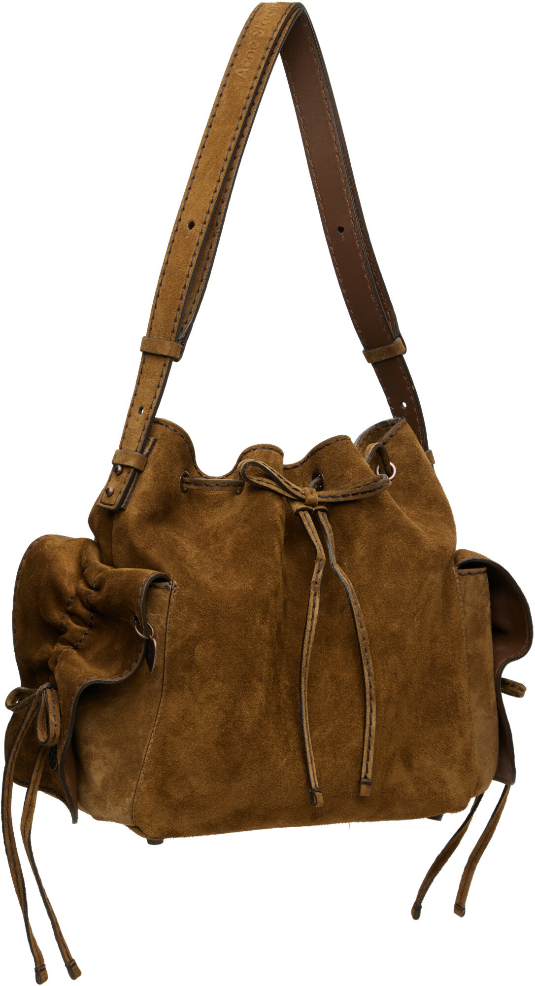 Acne Studios Tan Multipocket Suede Bucket Bag