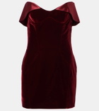 Mugler Satin-trimmed velvet minidress