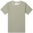 Folk Men's Stripe T-Shirt in Olive/Ecru Melange