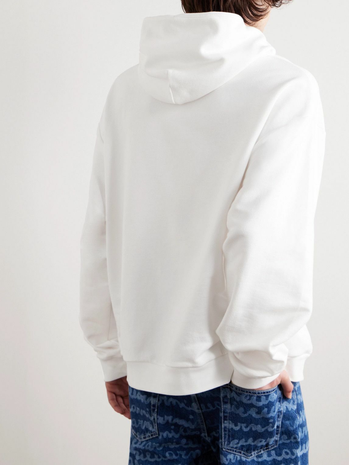 Marni logo-print cotton hoodie - White