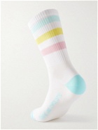 Café du Cycliste - Striped Logo-Jacquard Cycling Socks - White