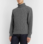 Inis Meáin - Celebration Cable-Knit Merino Wool Rollneck Sweater - Gray