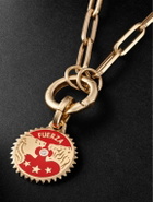 Foundrae - Solar, Lunar and Classic Fob Open Clip 18-Karat Gold, Enamel Diamond Pendant Necklace
