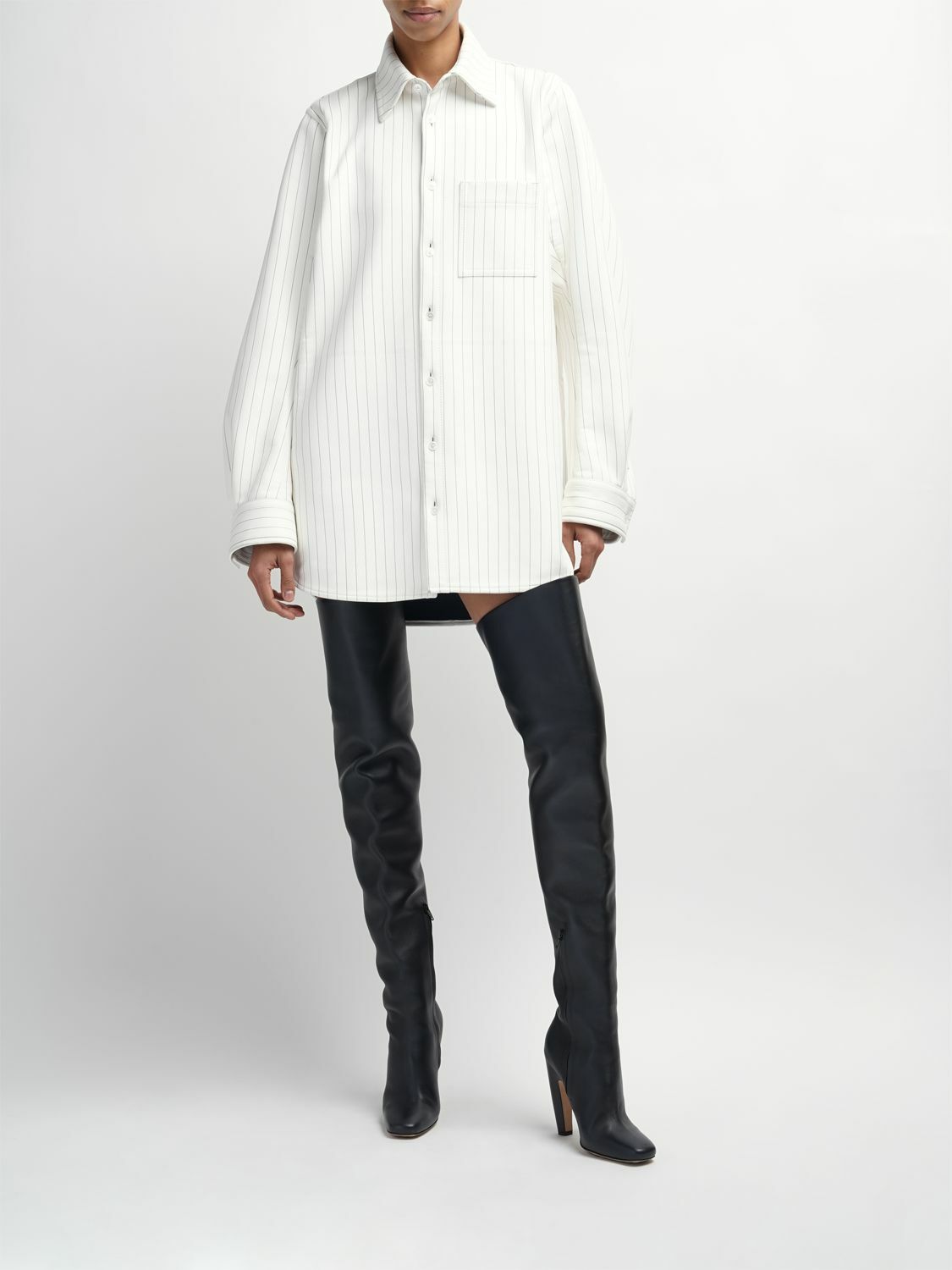 BOTTEGA VENETA - 100mm Canalazzo Thigh-high Leather Boots