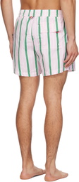 Thom Browne Pink Drawcord Waist Stripe Print Swim Shorts