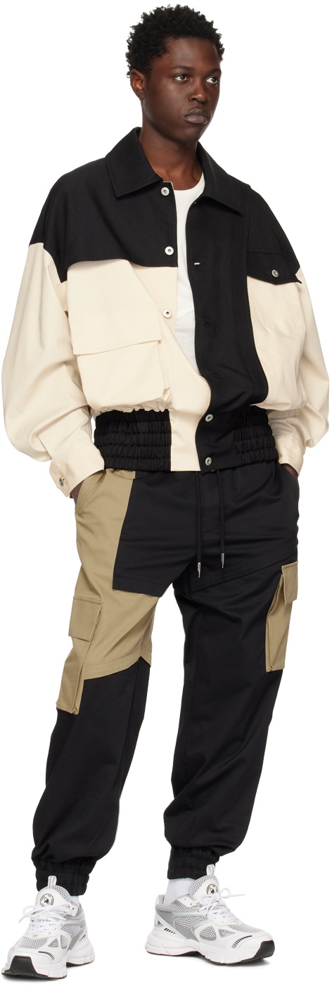 Feng Chen Wang Black & Khaki Paneled Cargo Pants