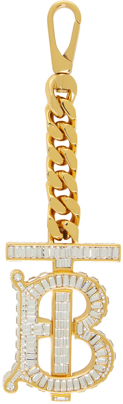 Burberry Gold Crystal-Cut Keychain Burberry