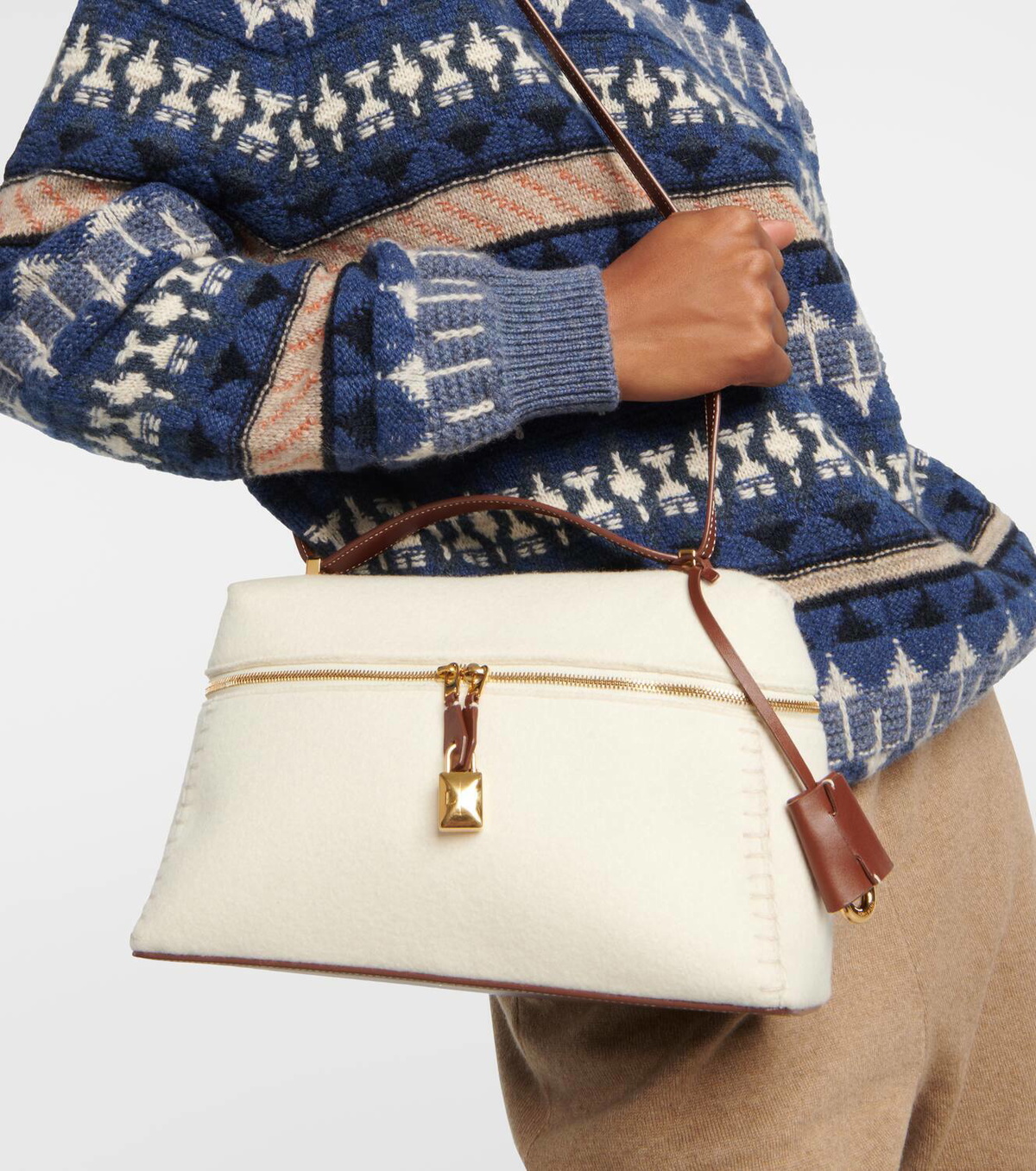 Loro Piana Extra Bag leather-trimmed shoulder bag