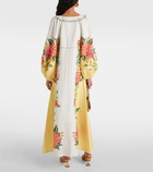 Farm Rio Bloom Garden embroidered linen maxi dress