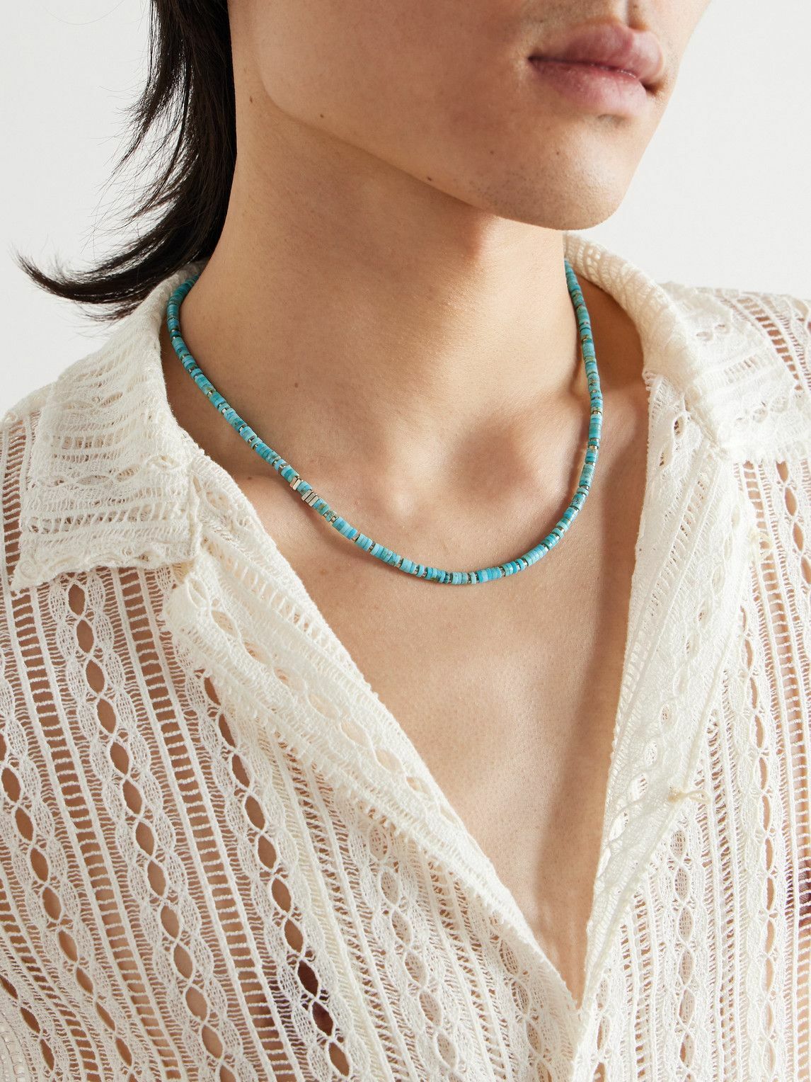Peyote Bird - Costa Sterling Silver Turquoise Beaded Necklace