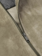 Zegna - Slim-Fit Suede Biker Jacket - Neutrals