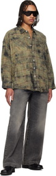 R13 Khaki Drop Neck Work Shirt