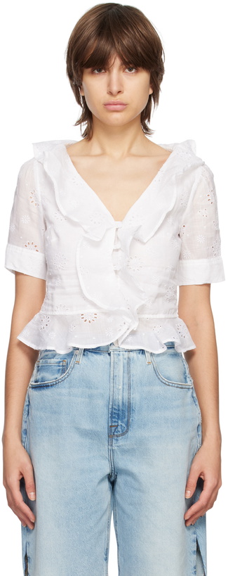Photo: FRAME White Broderie Anglaise Blouse