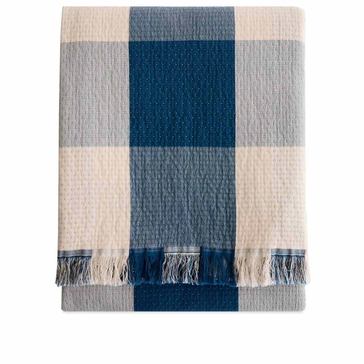 Pendleton Fringed Cotton Throw in Bock Plaid/Indigo 