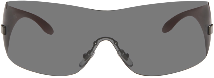 Photo: Versace Gunmetal Wraparound Sunglasses
