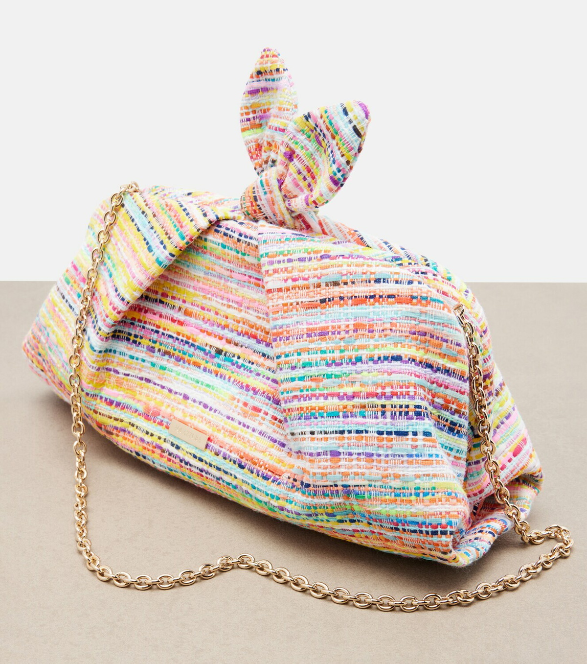 Aquazzura Bowtie tweed clutch