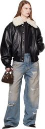 AMIRI Black MA Quad Leather Bomber Jacket