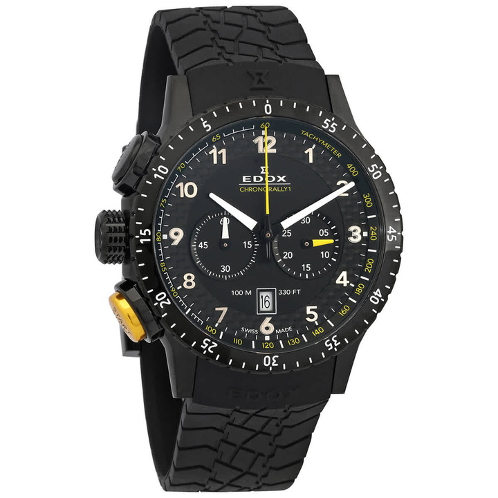 Photo: Edox Chronorally 1 Quartz Black Dial Mens Watch 10305 3NJ NJ