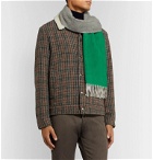 Begg & Co - Arran Fringed Colour-Block Cashmere Scarf - Green
