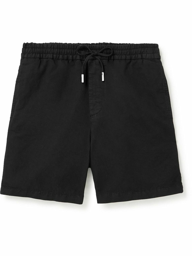 Photo: Mr P. - Straight-Leg Cotton and Linen-Blend Twill Drawstring Shorts - Black