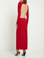 MAGDA BUTRYM Open Back Long Jersey Dress with Flower