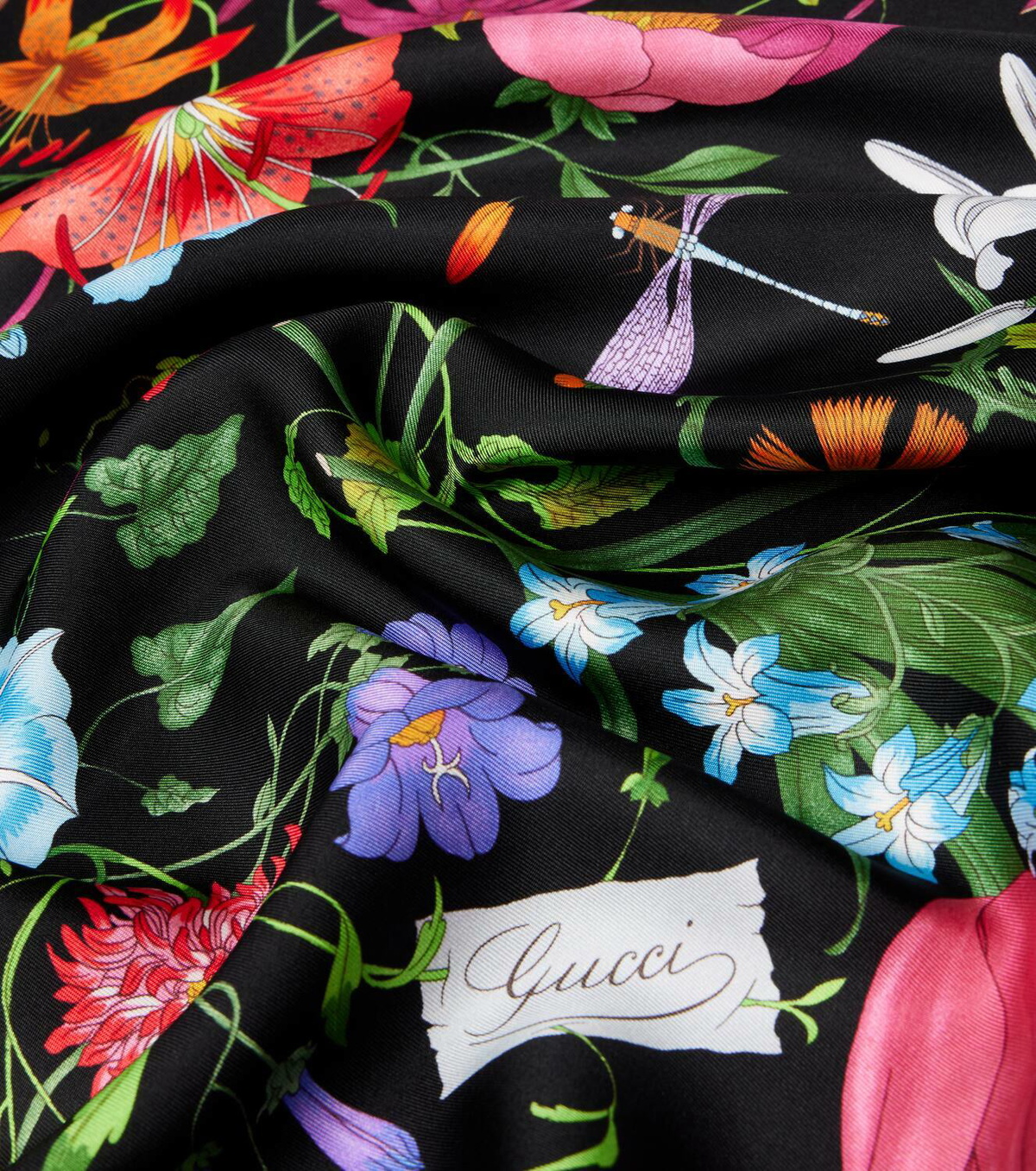 Gucci Floral silk twill scarf