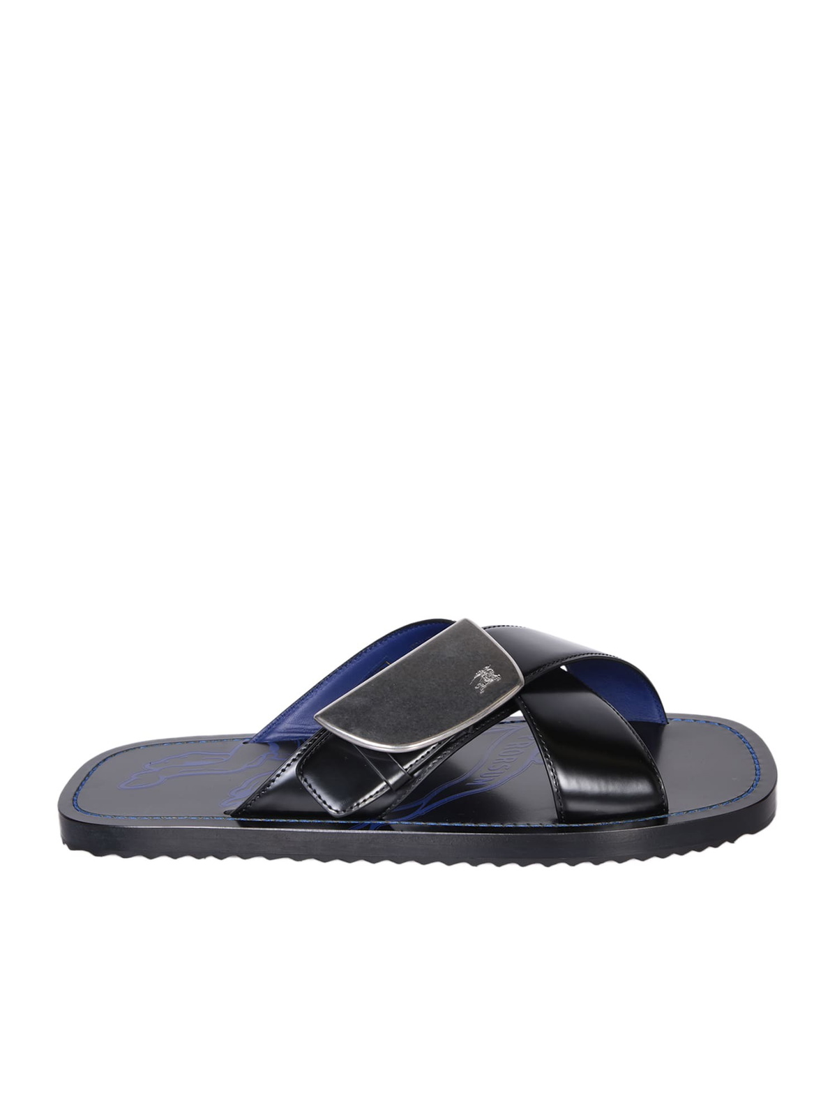 サンダル Burberry Embellished Perforated Rubber Clogs Burberry - Embellished Perforated Rubber Clogs - Blue Burberry
