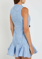 Sister Jane Feria Floral-jacquard Cloque Mini Dress Blue
