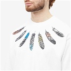 Marcelo Burlon Men's Collar Feathers Oversized T-Shirt in White