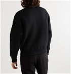 AMI - Logo-Embroidered Fleece-Back Cotton-Blend Jersey Sweatshirt - Black