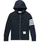 Thom Browne - Slim-Fit Striped Loopback Cotton-Jersey Zip-Up Hoodie - Men - Navy