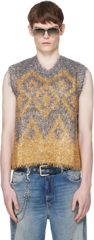 Photo: Acne Studios Gray Metallic Knit Vest