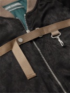 Reese Cooper® - RCI International Webbing-Trimmed Embroidered Padded Matte-Satin Bomber Jacket - Black