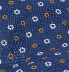 Bigi - 8cm Embroidered Linen Tie - Blue