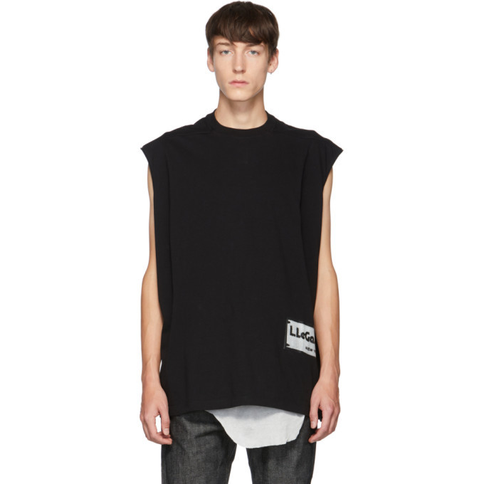 Rick Owens Black Tarp Sleeveless T-Shirt Rick Owens