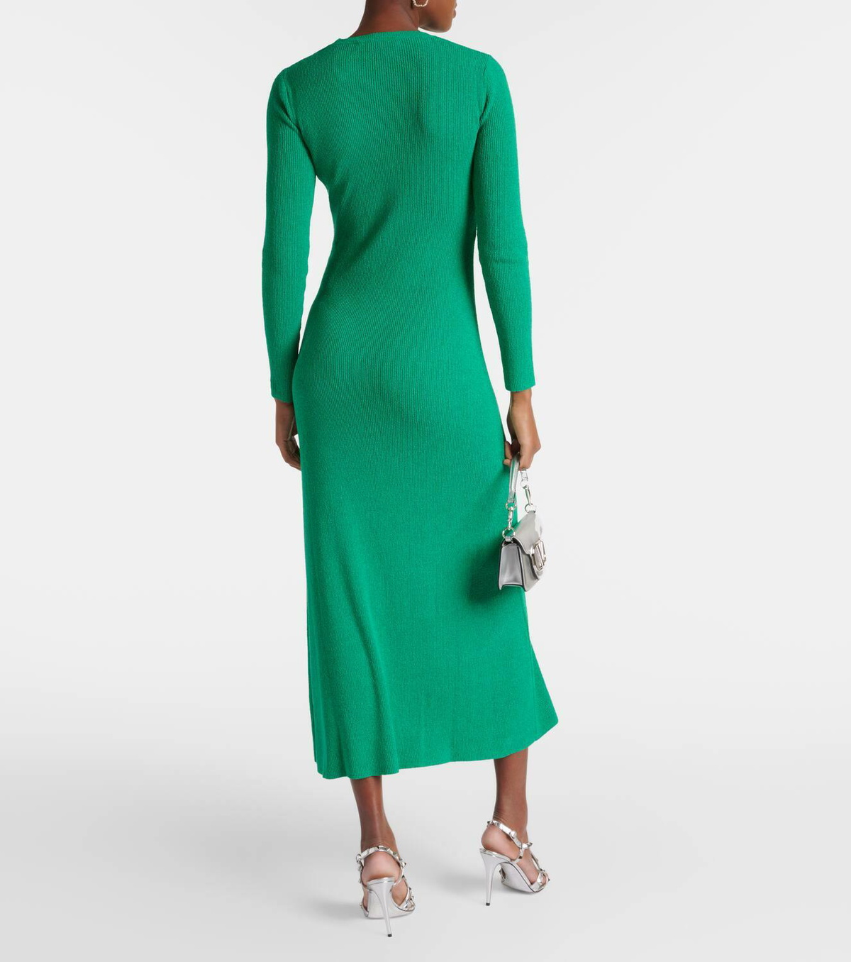 Valentino Ribbed-knit silk bouclé midi dress Valentino