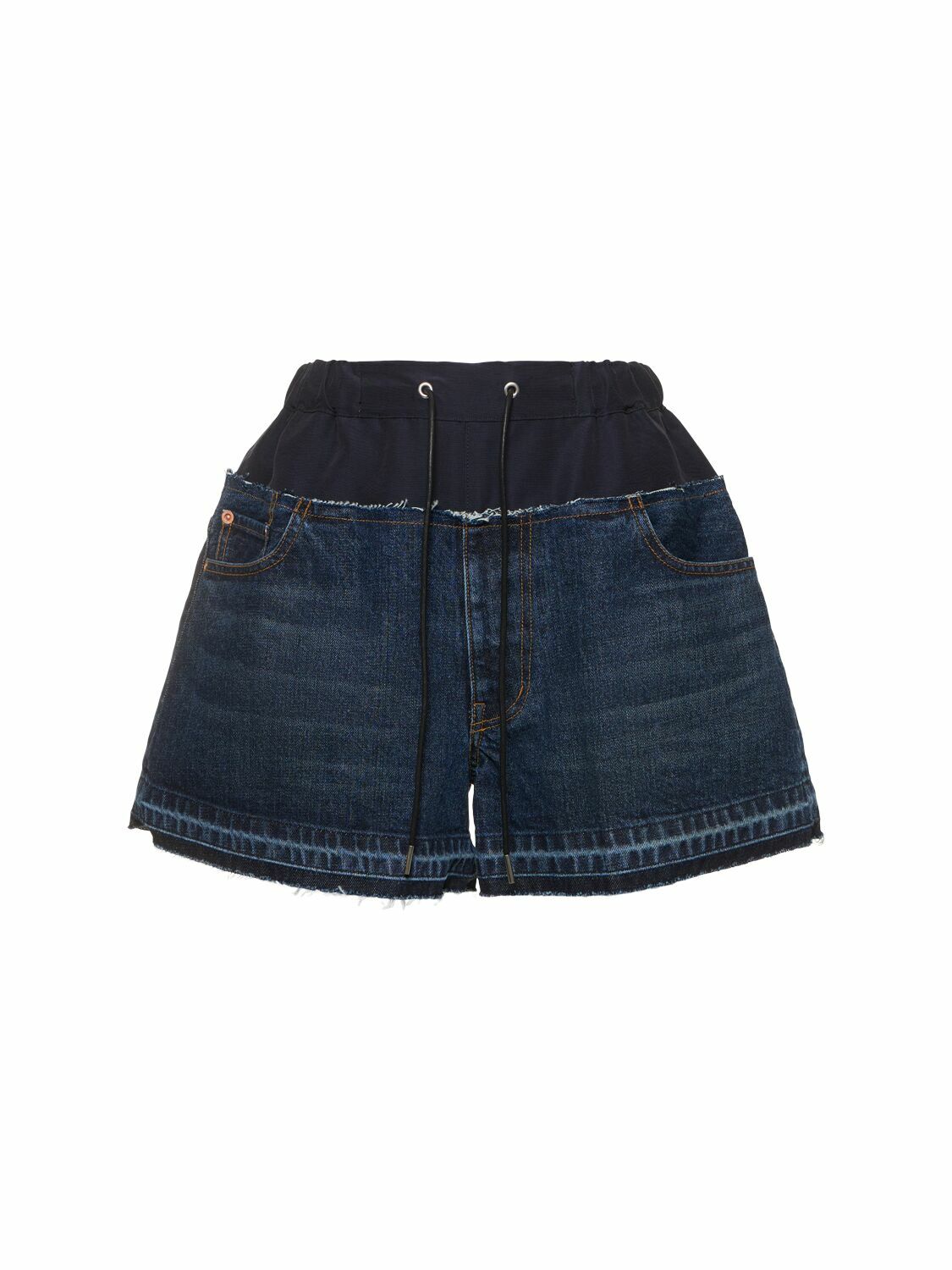 SACAI - Denim Elastic Shorts W/ Drawstring Sacai