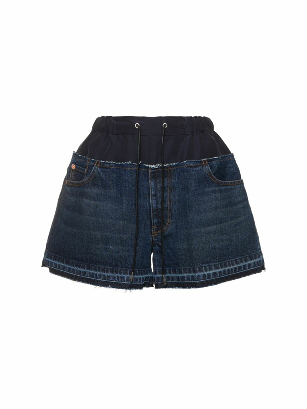 Photo: SACAI - Denim Elastic Shorts W/ Drawstring