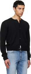 TONYWACK Black Super Fine Wool Crew-Neck Cardigan