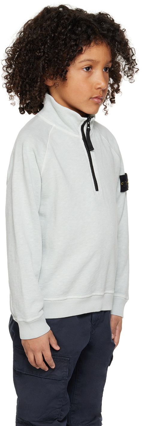 Stone Island Junior Kids Gray Half-Zip Sweatshirt