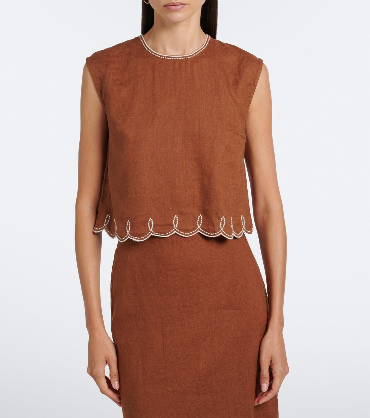 Veronica Beard Kessan embroidered linen top