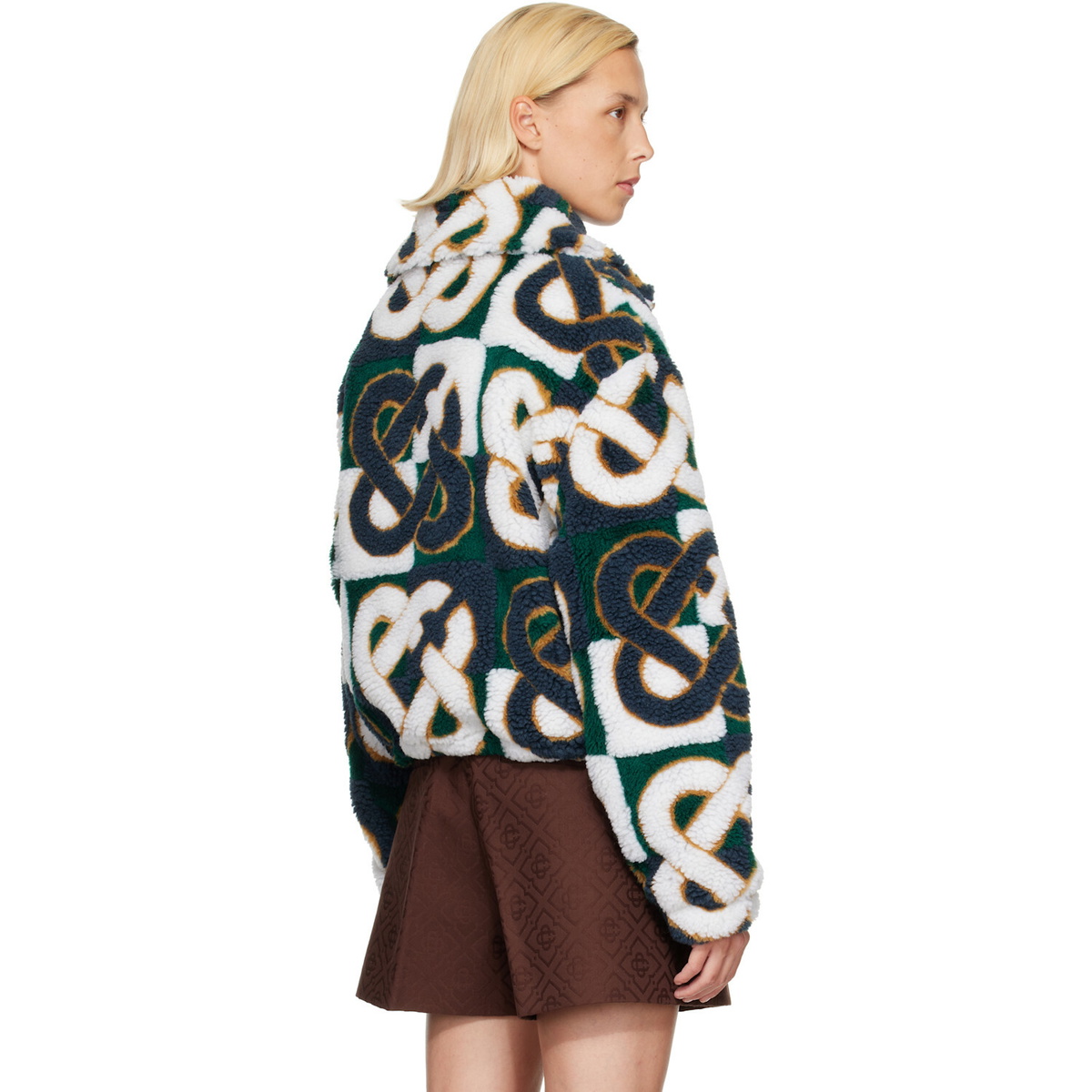 Casablanca Green & Navy Check Monogram Fleece Jacket