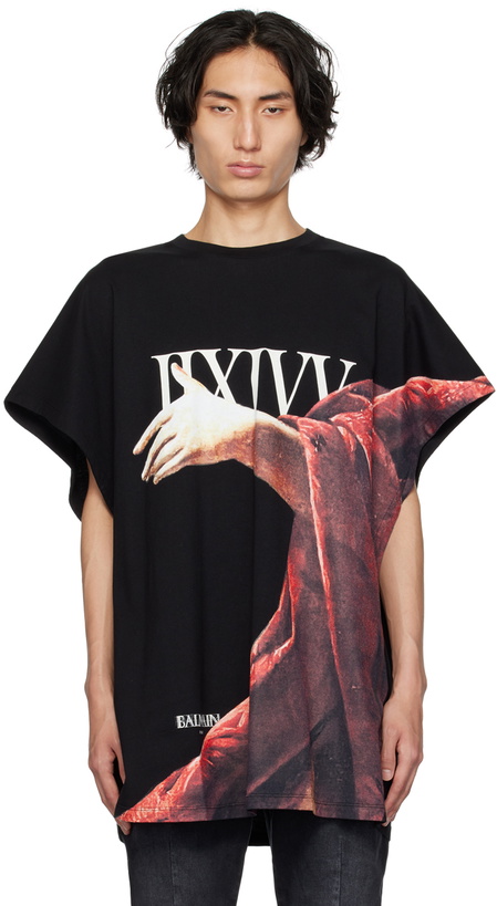 Photo: Balmain Black Statue Print T-Shirt