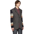 Junya Watanabe Grey Jacquard Sleeve Blazer