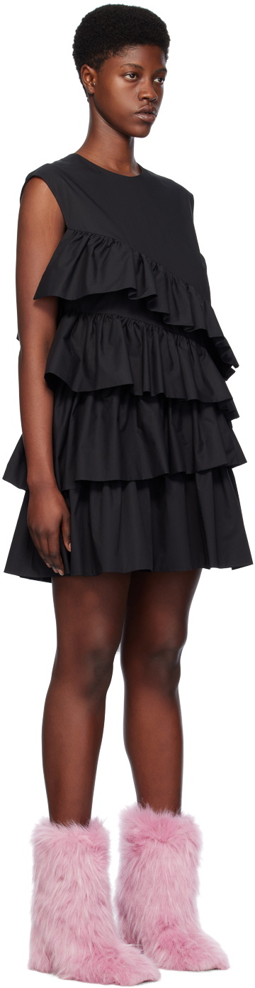 MSGM Black Tiered Ruffle Minidress MSGM