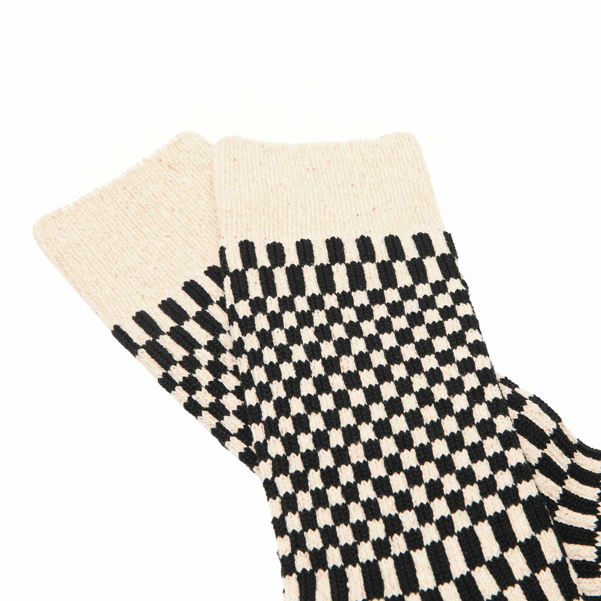 RoToTo Checkerboard Pattern Sock in Black