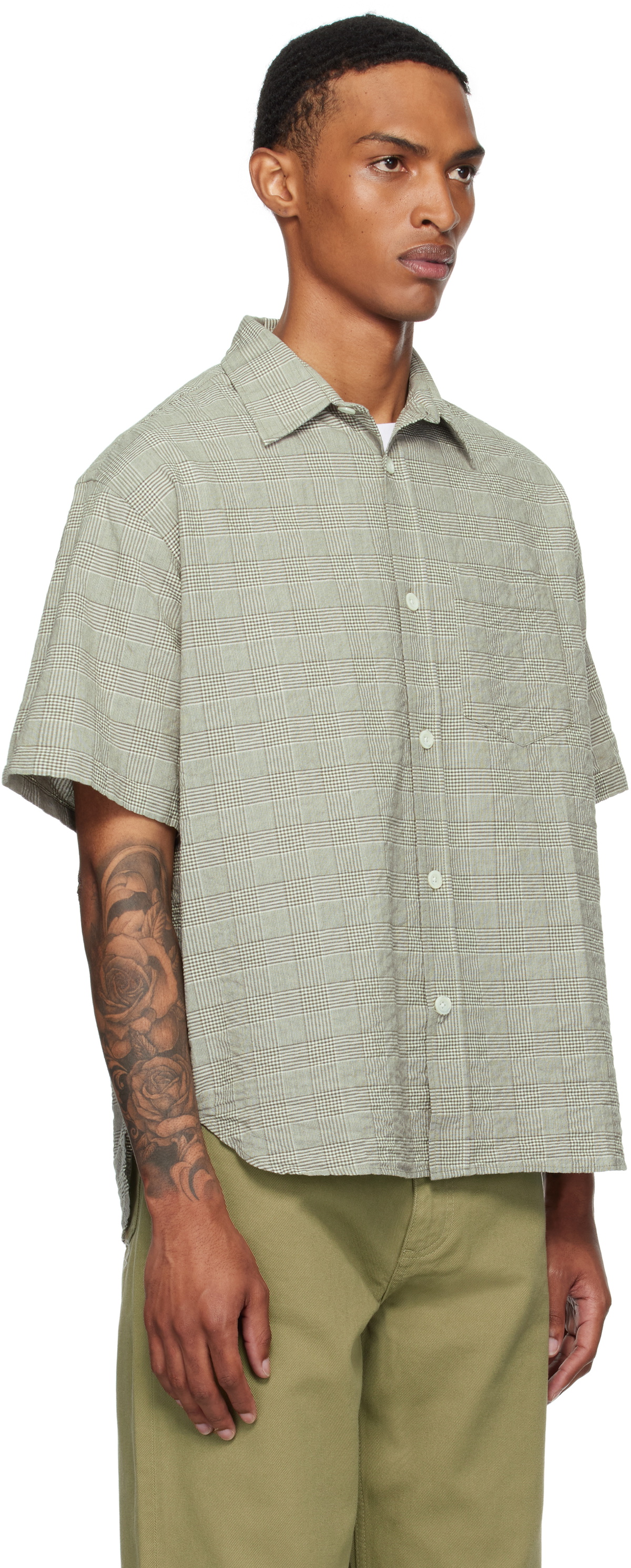 NORSE PROJECTS Green Mo Oversized Check S/S Shirt Norse Projects