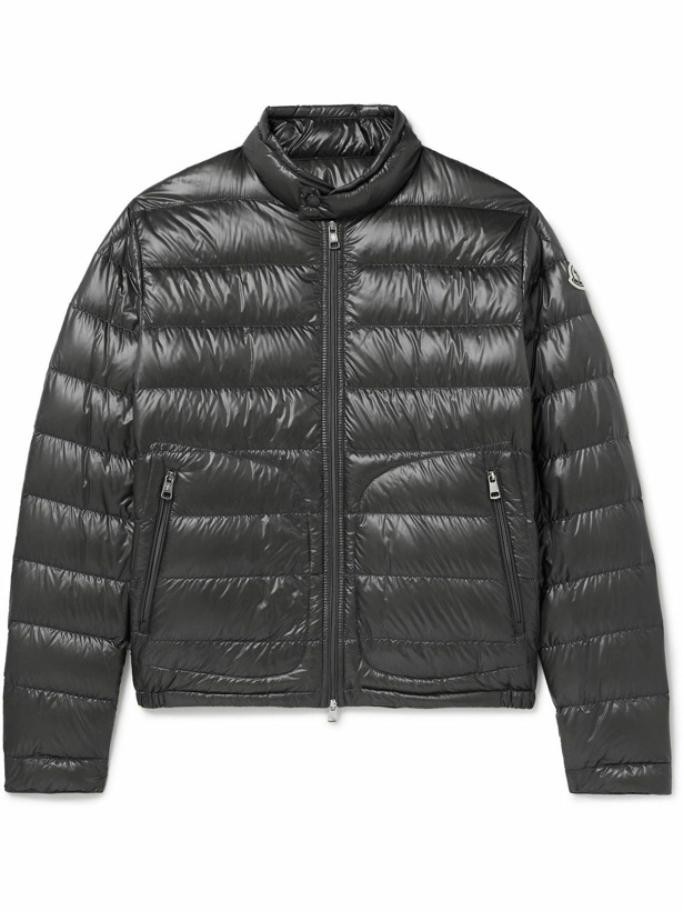 Photo: Moncler - Acorus Logo-Appliquéd Quilted Glossed-Shell Down Jacket - Gray