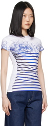 Jean Paul Gaultier White & Blue 'The Calligraphy Marinière' T-Shirt